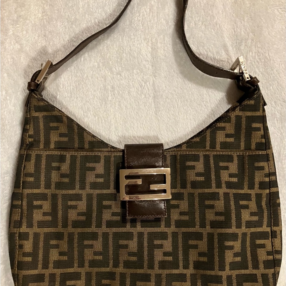 FENDI- Zucca Canvas Shoulder Bag